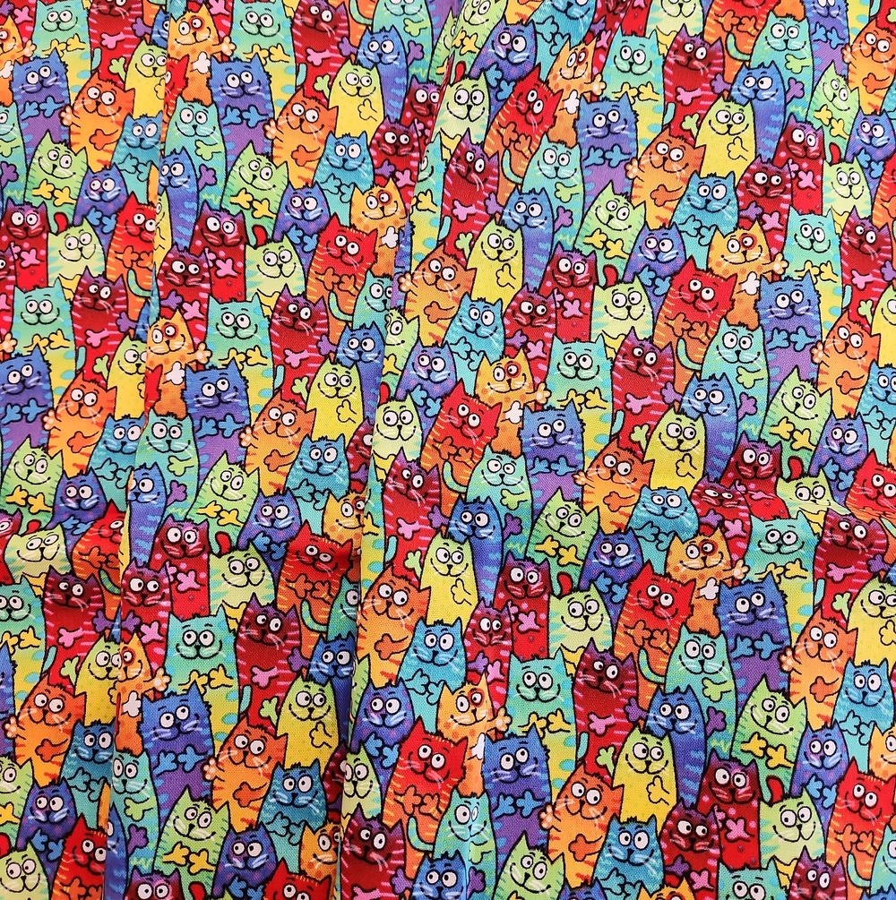 Fabric Colorful Cartoon Cats